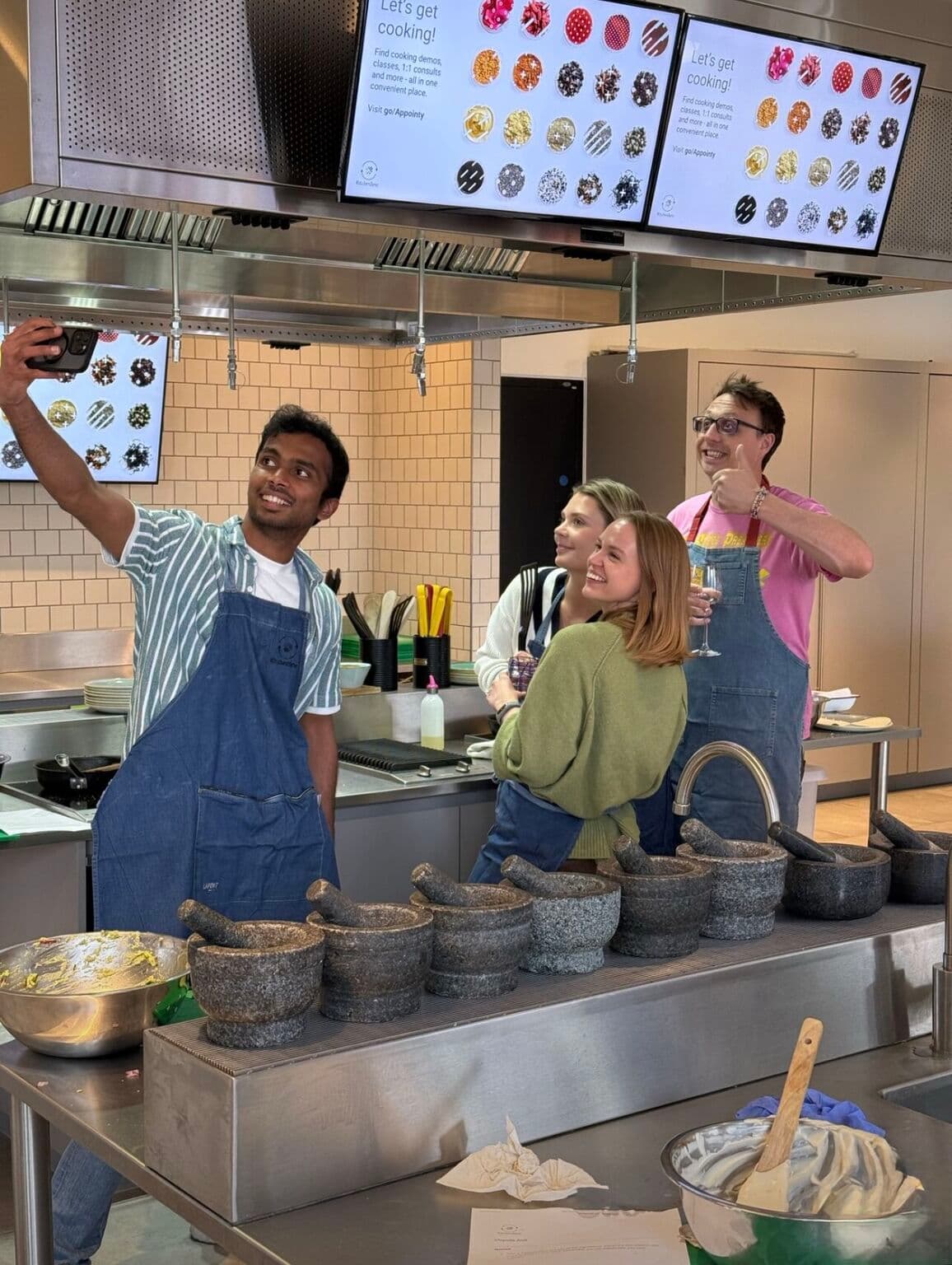 A selfie with the team in the kitchen at Google in London
